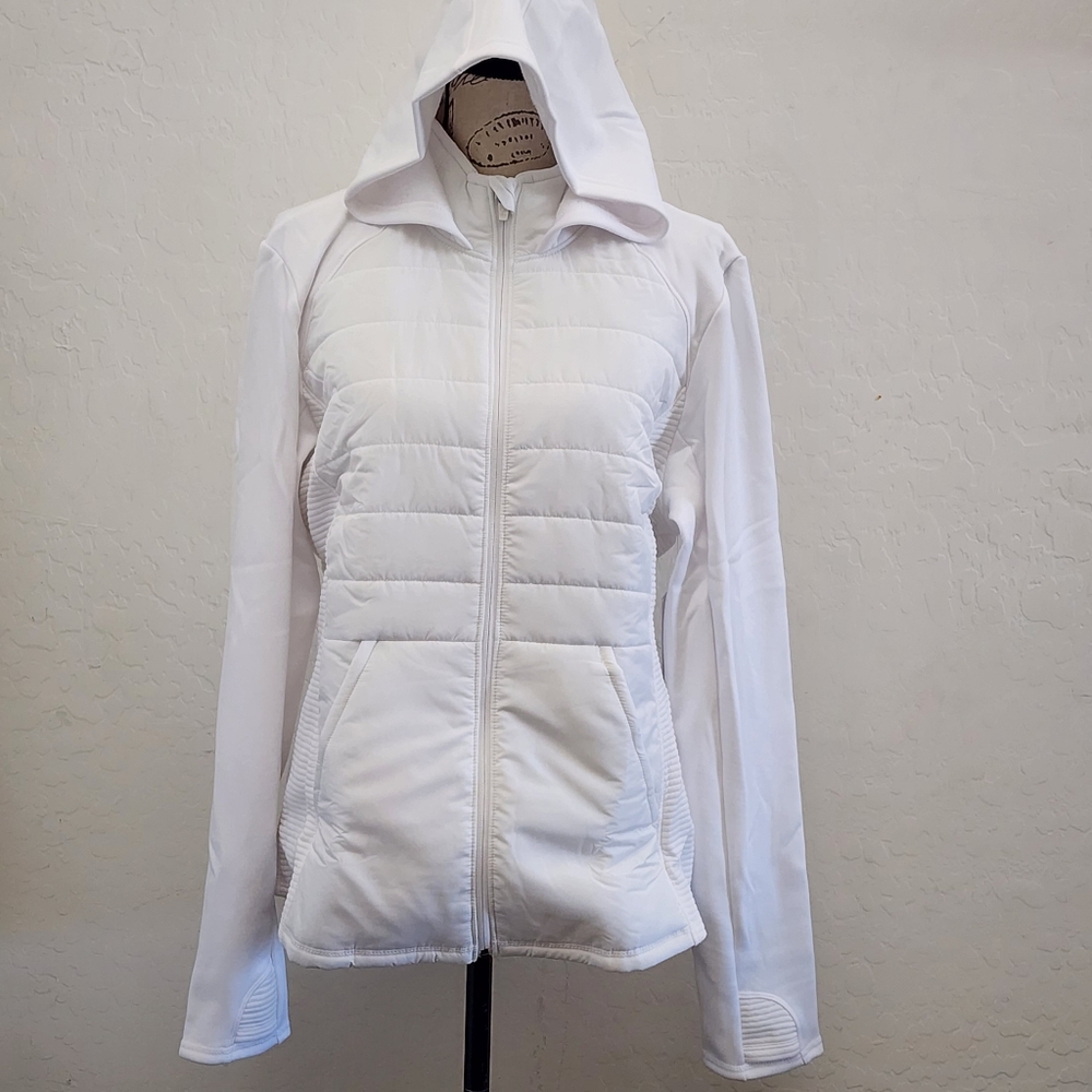 Women's Tek Gear Hooded Mixed Media White Jacket CHOOSE SIZE